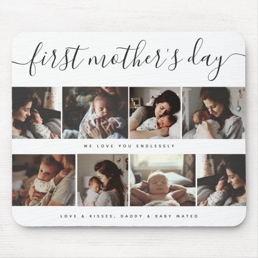 Elegant First Mother's Day Custom Foto Collage Mousepad (Vorne)
