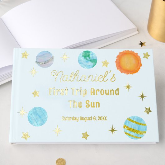 Elegant First Trip Around The Sun Boy's Birthday Gästebuch