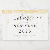 Elegant Fizz Bubbles Cheers New Year's Eve Mini Schaumweinetikett (Einzelnes Label)