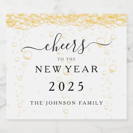 Elegant Fizz Bubbles jubeln Neujahrsfest Schaumweinetikett (Einzelnes Label)