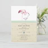 Elegant Flamingo Baby Dusche Einladung (Stehend Vorderseite)