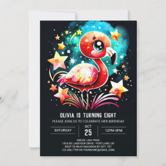 Elegant Flamingo Digital Geburtstag Einladung