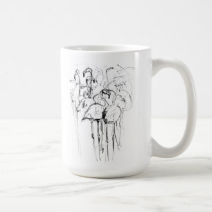 Elegant Flamingo Flock Sketch Kaffeetasse