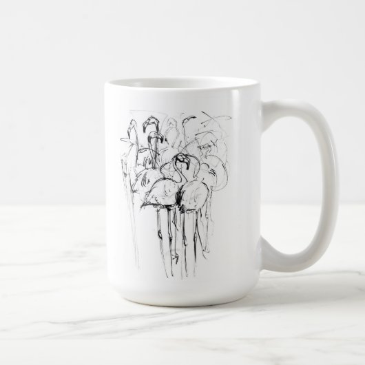 Elegant Flamingo Flock Sketch Kaffeetasse (Rechts)