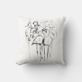 Elegant Flamingo Flock Sketch Kissen