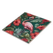 Elegant Flamingo Hibiskus Blume Emerald Green Fliese (Seite)