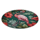 Elegant Flamingo Hibiskus Blume Emerald Green Schneidebrett (Ecke)