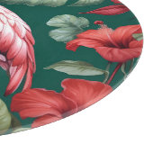 Elegant Flamingo Hibiskus Blume Emerald Green Schneidebrett (Ecke)