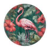 Elegant Flamingo Hibiskus Blume Emerald Green Schneidebrett (Vorderseite)