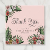 Elegant Flamingo & Hibiskus Dusche Danke Tag Geschenkanhänger (Vorderseite)