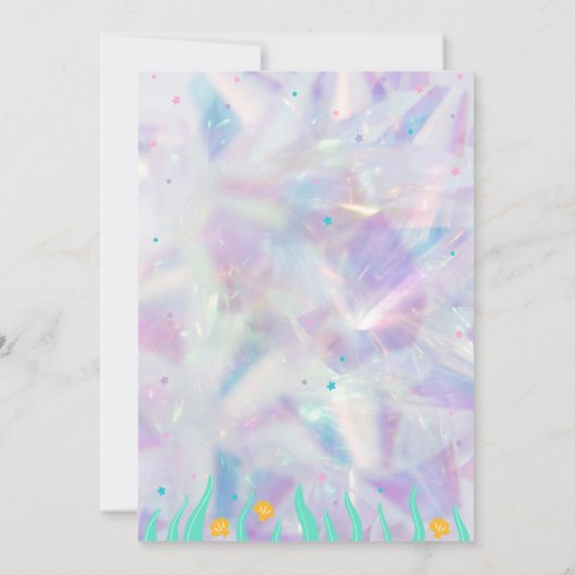 Elegant Flamingo Holographic Baby Shower Einladung (Rückseite)