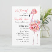 Elegant Flamingo Invitation Ankündigung (Stehend Vorderseite)