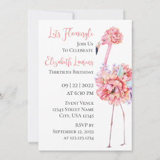 Elegant Flamingo Invitation Ankündigung