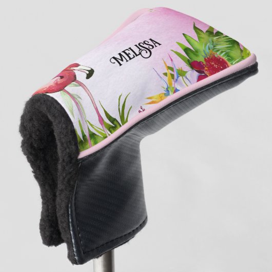 Elegant Flamingo Tropical Floral Golf Headcover (3/4 Vorderseite)