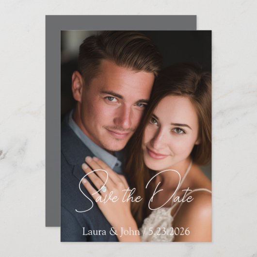 Elegant Flat Save the Date Wedding Invitation (Vorne/Hinten)