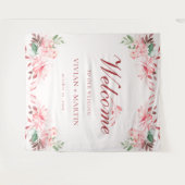 Elegant Flawless Sakura Pink Dream Wedding Willkom Wandteppich (Vorderseite (Horizontal))