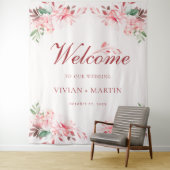 Elegant Flawless Sakura Pink Dream Wedding Willkom Wandteppich (Beispiel)