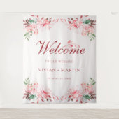 Elegant Flawless Sakura Pink Dream Wedding Willkom Wandteppich (Vorderseite)