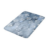 Elegant Fleur-de-Lis - Vintages blaues Französisch Badematte (Schrägansicht)