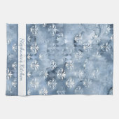 Elegant Fleur-de-Lis - Vintages blaues Französisch Geschirrtuch (Horizontal)