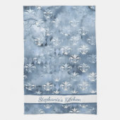 Elegant Fleur-de-Lis - Vintages blaues Französisch Geschirrtuch (Vertikal)