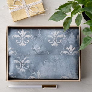 Elegant Fleur-de-Lis - Vintages blaues Französisch Seidenpapier