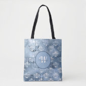 Elegant Fleur-de-Lis - Vintages blaues Französisch Tasche (Vorderseite)