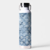 Elegant Fleur-de-Lis - Vintages blaues Französisch Trinkflasche (Vorne)