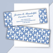 Elegant Fleur de Lys Führungskraft Blue und White Mini Visitenkarte
