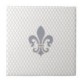 Elegant Fleur de Lys in Grauem und in weißem Fliese (Vorderseite)