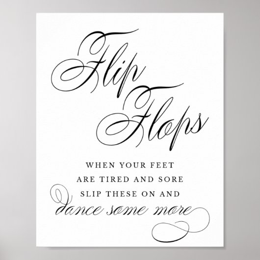 Elegant Flip Flops Black Calligraphy | Feed Sign Poster (Vorne)