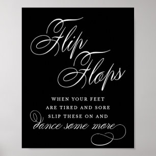 Elegant Flip Flops White Calligraphy   Feed Sign Poster