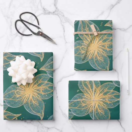 Elegant Flora Botanical Luxury  Geschenkpapier Set (Vorderseite)