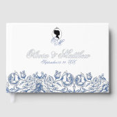 Elegant Flora Monogram Wedding Foil Guestbook Gästebuch (Vorderseite)