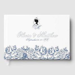 Elegant Flora Monogram Wedding Foil Guestbook Gästebuch