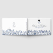 Elegant Flora Monogram Wedding Foil Guestbook Gästebuch (Voll)