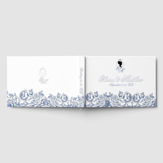 Elegant Flora Monogram Wedding Foil Guestbook Gästebuch (Voll)