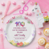 Elegant Floral 100. Geburtstagsparty / 100 Jahre Pappteller (Party)