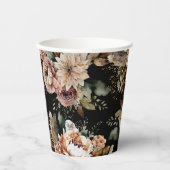 Elegant Floral 16 . Geburtstag | Schwarzes Party Pappbecher (Vorderseite)