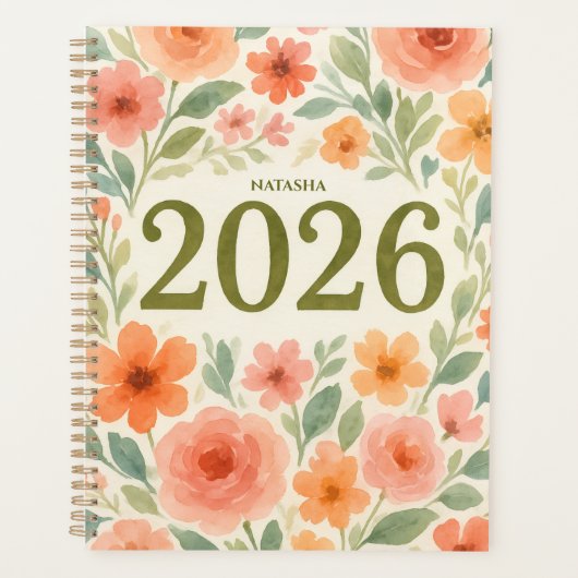 Elegant Floral 2026 Custom Planer (Vorderseite)