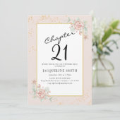 Elegant Floral 21. Geburtstag Einladung (Stehend Vorderseite)