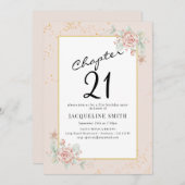 Elegant Floral 21. Geburtstag Einladung (Vorne/Hinten)