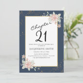 Elegant Floral 21. Geburtstag Einladung (Stehend Vorderseite)
