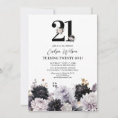 Elegant Floral 21. Geburtstag Party Einladung (Vorderseite)