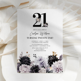Elegant Floral 21. Geburtstag Party Einladung