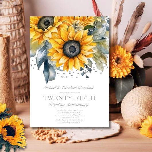 Elegant Floral 25. Hochzeitstag Einladung