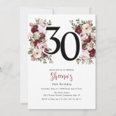 Elegant Floral 30. Geburtstag Einladung (Vorderseite)