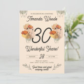 Elegant Floral 30. Geburtstag Einladung (Stehend Vorderseite)