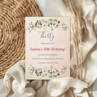 Elegant Floral 30th Birthday Invitation Einladung