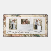 Elegant Floral 3-Foto mit Hochzeitsskript Schreibtischunterlage (Tastatur & Maus)